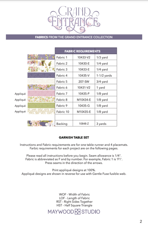 FREE PATTERN - Garnish Table Set by Maywood Studio