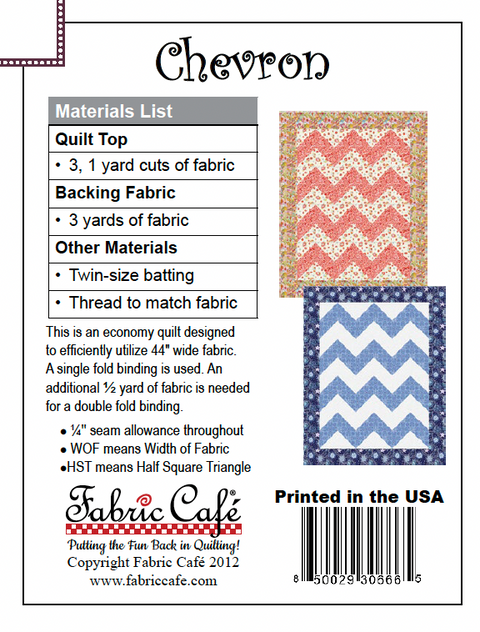 FREE PATTERN - Fabric Cafe - Chevron