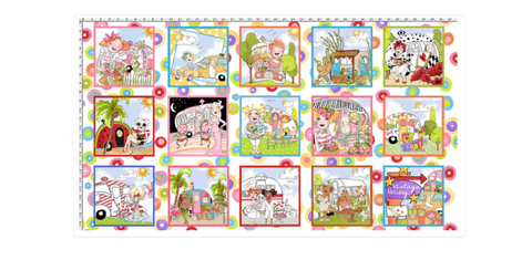 Loralie Harris for Loralie Designs Vintage Holiday Campers 692-209 Fabric Panel ~ 24"x44"