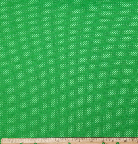 Bright Grass Green Fabric / White Pin Dots