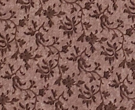 104" Wide Fabric - Medium Brown Fabric / Dark Brown Vine