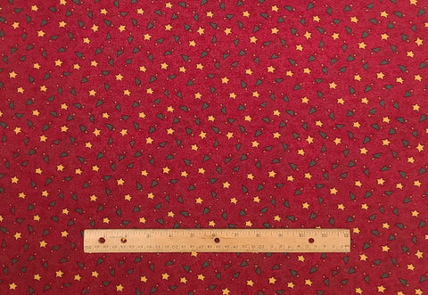 Quick as a Wink by Rebecca Carter for SSI - Dark Cool Red Tonal Fabric / Yellow Stars, Green Triangle and Brown Square Pattern