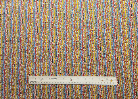 Patt #BTR-4340 Blank Textiles Inc - Retro Wavy Vertical Stripe (Parallel to Selvage) Fabric /Red, Blue, White, Gold, Green