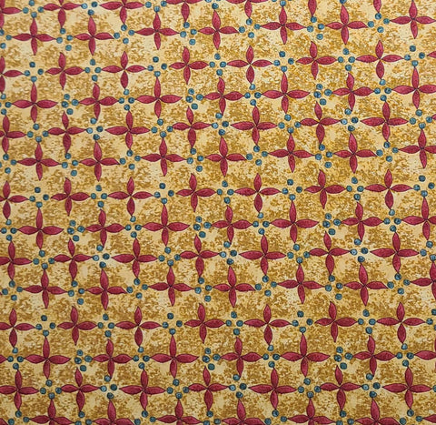 Peaceful Journey by Gerry Kimmell-Carr for Benartex Style 614 - Gold Tonal Fabric / Red Tonal Star / Green Berry Print