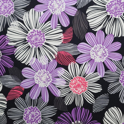 Amethyst Designed for Exclusively Quilters - Black Fabric / Lavender and White Large Flower Print