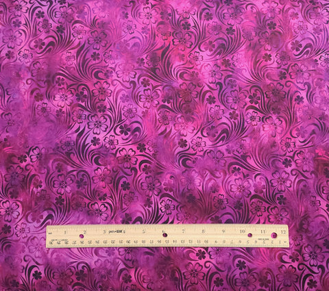 Rainbow of Jewels by Jason Yenter for In the Beginning Fabrics 2020 5RJ-1 - Raspberry, Pink, Purple Flower Print Fabric