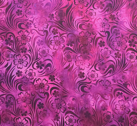 Rainbow of Jewels by Jason Yenter for In the Beginning Fabrics 2020 5RJ-1 - Raspberry, Pink, Purple Flower Print Fabric