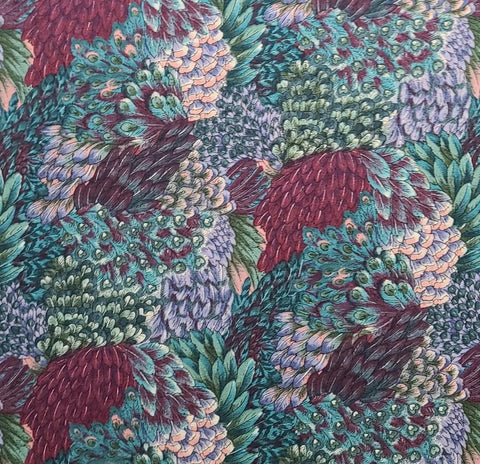Windsor by Hoffman International Fabrics - Teal, Hunter Green, Magenta, Purple, White Packed Feather Print Fabric