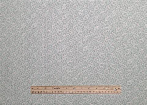 Pale Mint and Cream Packed Flower Print Fabric - Selvage to Selvage Print