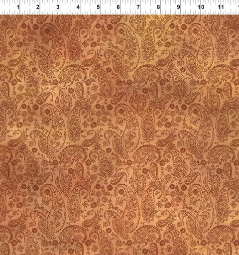 Resplendent by Jason Yenter for In the Beginning Fabrics 2021 8JYO-1 - Gold Tonal Fabric / Light Brown Packed Paisley Print