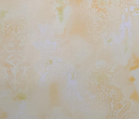 Dreamscape by J.Z.W. Benartex Stule 1046-07 - Yellow, Pale Gold, and White Tonal Paisley Filigree Silhouette Pattern