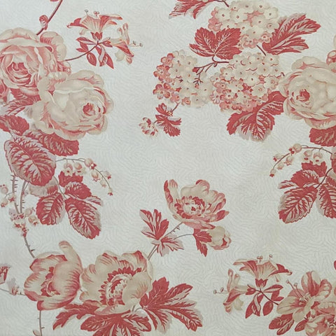 Park Avenue Limestone 4020-12 by 3 Sisters for Moda - Biscuit Colored Tonal Fabric / Brick Red, Light Taupe Large All Over Floral Pattern