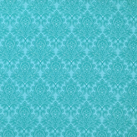Modern Edge by Jennifer Young 3356-55 for Benartex - Aqua Fabric / Dark Aqua Flower Pattern