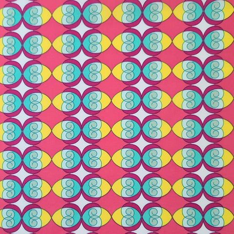 Sugar Collection SU-903 Fruity Scoops Art Gallery Fabrics - White, Dark Pink Vertical Stripe Fabric / Bright Yellow, Raspberry, Aqua Pattern