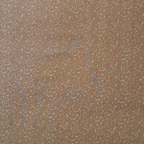 Kashmir V by Sentimental Studios 32335-24 Scroll Brown for Moda - Brown Fabric / TurquoiseScroll Vine Print