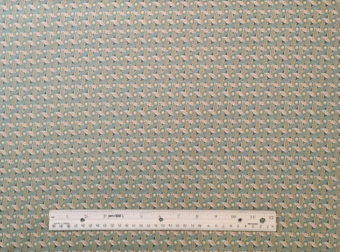 Silk Road Odeon 3413-84 Benartex - Forest Green, Antique Gold, Cream, Red Geometric Print Fabric