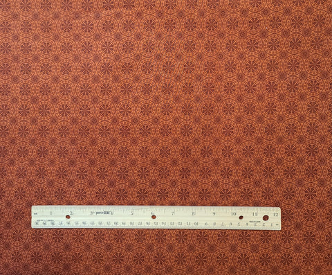 Silk Road Odeon 3413-84 Benartex -Harvest Reflections 3361-26 Benartex - Burnt Orange Fabric / Darker Burnt Orange Medallion Print