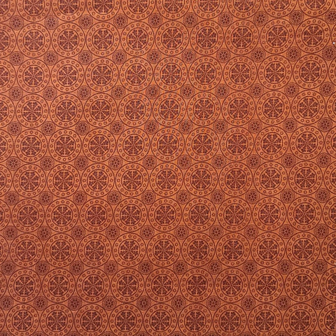 Silk Road Odeon 3413-84 Benartex -Harvest Reflections 3361-26 Benartex - Burnt Orange Fabric / Darker Burnt Orange Medallion Print