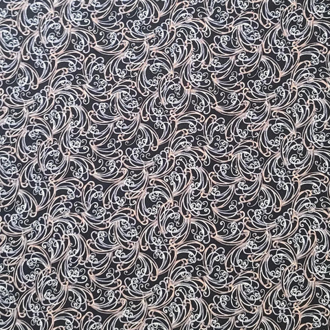 Lafayette Ebony BTR5105 Blank Quilting - Black Fabric / White, Brown, Gray Print