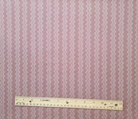 Silk Road Cassandra Zig Zag 3415-26 Benartex - Dark Dusty Rose and White Zig Zag Pattern Fabric