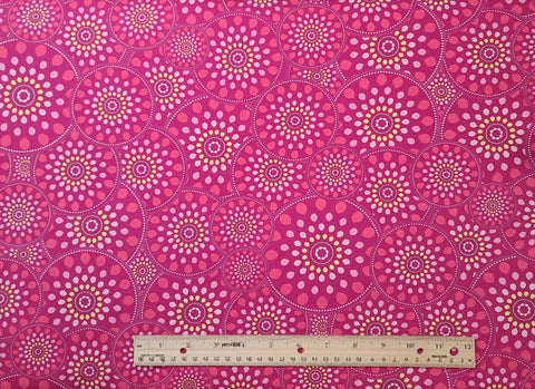 Sugar Collection SU-905 Dazzling Wheels Art Gallery Fabrics - Raspberry, Dark Pink, Orchid, White, Lemon Yellow Print