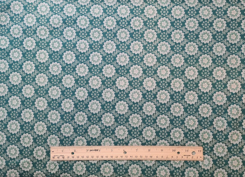 Silk Road Cassie 3411-50 Benartex - Green Fabric / Gray, Cream Flower Print