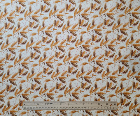 Harvest Festival Cream BTR5900-C Blank Quilting 2010 - Soft White Fabric / Brown, Gold, Dark Red Wheat Print