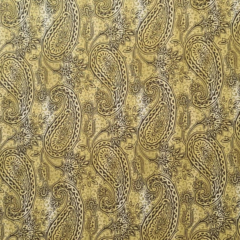 South Pacific 2467-49 Pacifica Paisley Moss Benartex - Moss Green Tonal Fabric / Brown Paisley Print