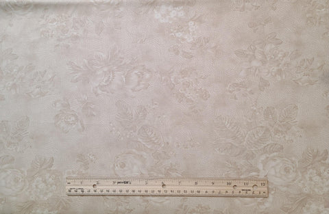 Park Avenue Tonal Limestone 4020-22 by 3 Sisters for Moda - Tan and White Tonal Fabric / Tone-on-Tone Maze and Rose Print