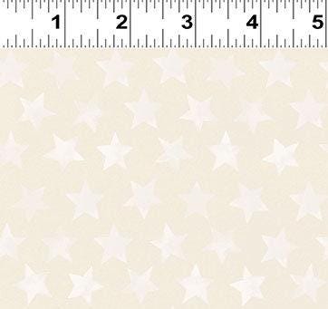 America The Beautiful by Heatherlee Chan for Clothworks - Flag Stars - Light Khaki - Light Khaki Fabric / White 'Dry-Brush' Stars(Appr 3/4")