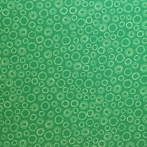 Chalk Talk BTR6798 Green Blank Quilting 2012 - Bright Green Fabric / Pale Green Circle Print