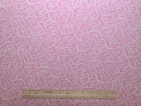 Cosmopolitan for Exclusively Quilters 60096-1 - Light Pink Fabric / Dark Pink, White Interlocking Scroll Pattern