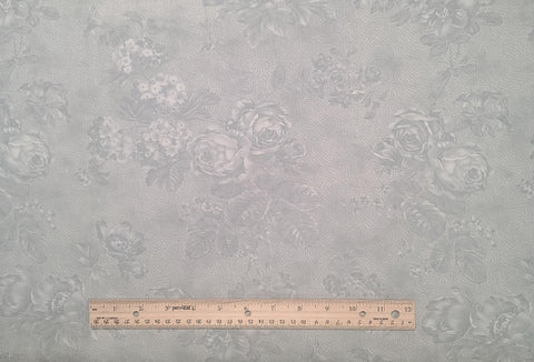 Park Avenue Light Blue 4020-23 by 3 Sisters for Moda - Blue and Gray Tonal Fabric / Tone-on-Tone Maze and Rose Print