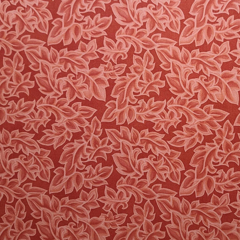 Spirit Tranquility Coral by Lila Tueller 11435-17 for Moda - Light Red Fabric / Tonal Packed Leaf Print