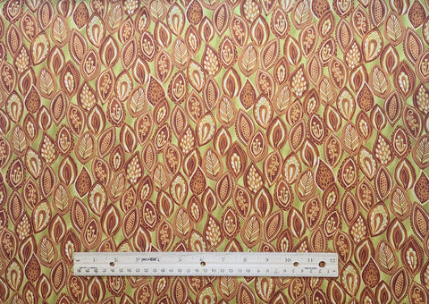 South Pacific 2466-22 for Benartex - Green Fabric / Brown, Tan Leaf Print