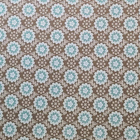 Silk Road Cassie 3411-55 Benartex - Dark Olive Green Fabric / Aqua, White Flower Print