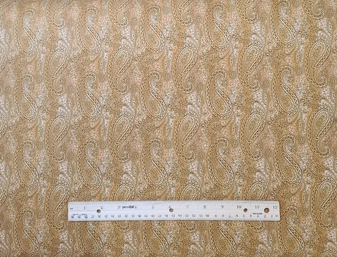 South Pacific 2467-33 Pacifica Paisley Honey Benartex - Honey, Golden Tan, Brown Packed Paisley Print Fabric
