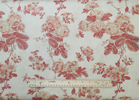 Park Avenue Limestone 4020-12 by 3 Sisters for Moda - Biscuit Colored Tonal Fabric / Brick Red, Light Taupe Large All Over Floral Pattern