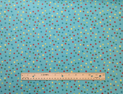 Spirit Bubbly 11436 by Lila Tueller for Moda - Bright Aqua Fabric / Green, Orange, Red, Brown, Yellow Dot Print
