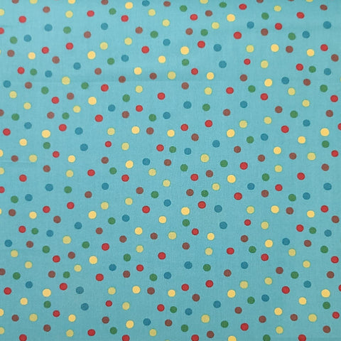 Spirit Bubbly 11436 by Lila Tueller for Moda - Bright Aqua Fabric / Green, Orange, Red, Brown, Yellow Dot Print