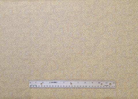 Toscana Texture by Benartex - Gold Tonal Filigree Scroll Patterned Fabric