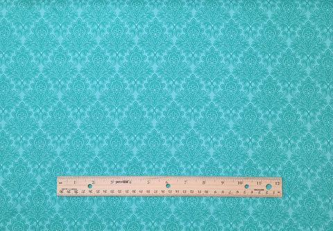 Modern Edge by Jennifer Young 3356-55 for Benartex - Aqua Fabric / Dark Aqua Flower Pattern