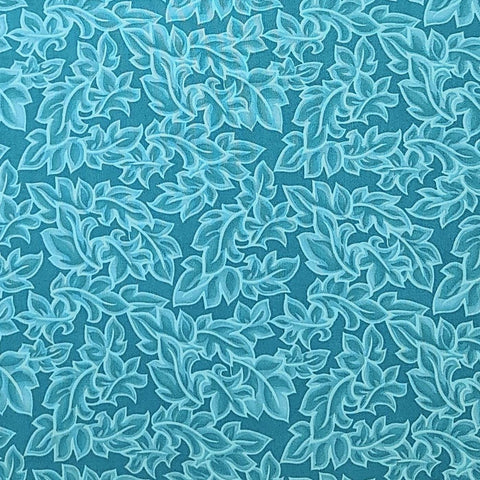 Spirit Tranquility Sky by Lila Tueller 11435-13 for Moda - Teal Fabric / Tonal Packed Leaf Print