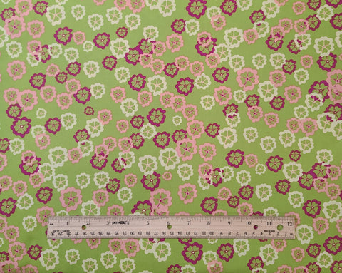 Paradise Collection PA-205 for Art Gallery Fabrics - Bright Green Fabric / Raspberry, Dark Pink, Pink Flower Print