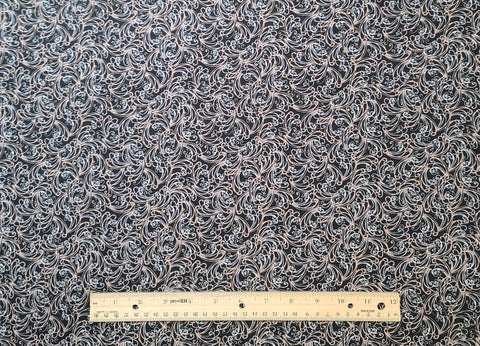 Lafayette Ebony BTR5105 Blank Quilting - Black Fabric / White, Brown, Gray Print