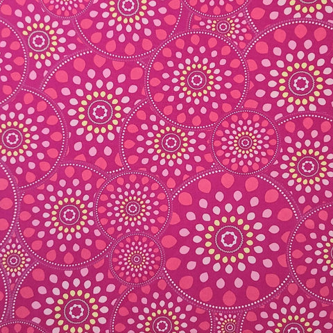 Sugar Collection SU-905 Dazzling Wheels Art Gallery Fabrics - Raspberry, Dark Pink, Orchid, White, Lemon Yellow Print