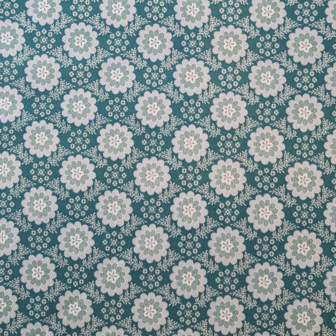 Silk Road Cassie 3411-50 Benartex - Green Fabric / Gray, Cream Flower Print