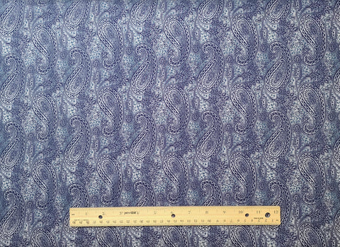 South Pacific 2467-51 Pacifica Paisley Periwinkle Benartex - Dark Periwinkle Blue Fabric / Tonal Packed Paisley Print