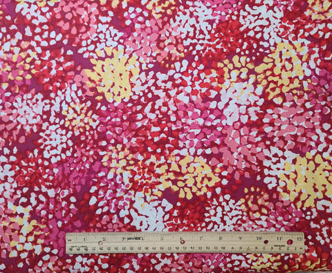 Dab of Jazz 7923-P by Gail Fountain for Maywood Studio - Red, White, Yellow, Magenta, Pink Print Fabric