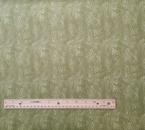 South Pacific 2467-44 Pacifica Paisley Leaf Benartex - Leaf Green Tonal Fabric / Tone-on-Tone Paisley Print